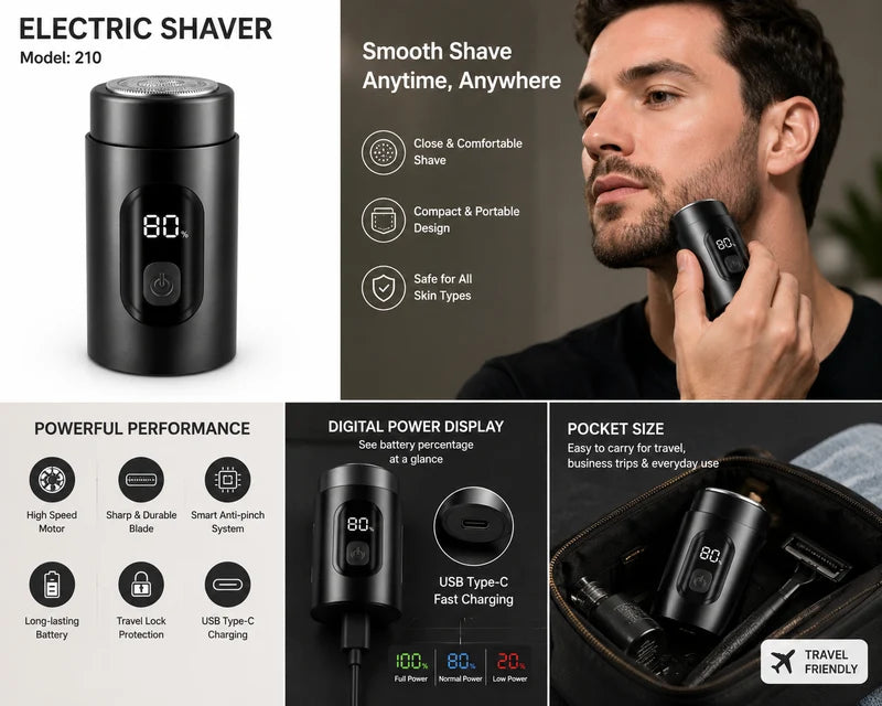 SmartPocket™ Pro – Digital Display Electric Shaver